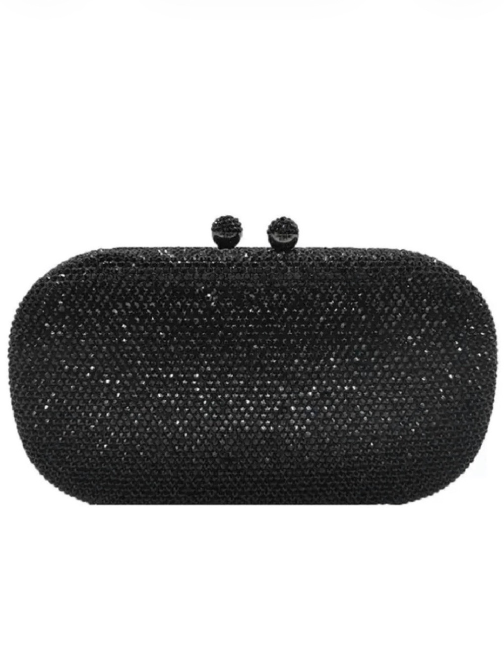 Black Diamond Crystal Embellished Clutch Minaudière Evening Collectible Bag